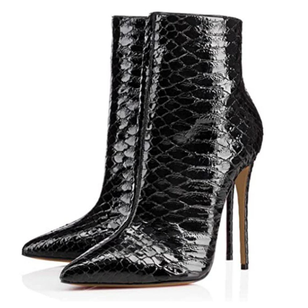 FSJ Fashion High Heel Ankle Boots Closed Pointed